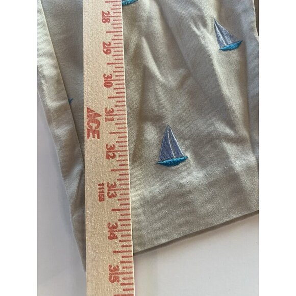 Vintage 90s Lilly Pulitzer khaki cropped embroidered all-over sailboats pants 12 - Picture 9 of 10